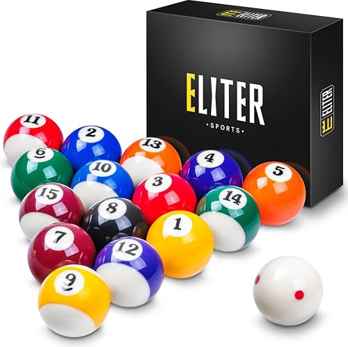 ELITER SPORTS Poolball-Set aus Phenolharz – 16 Billardkugeln 2-1/4 Zoll (57,2 mm) mit Spielball für Standard-Pooltische