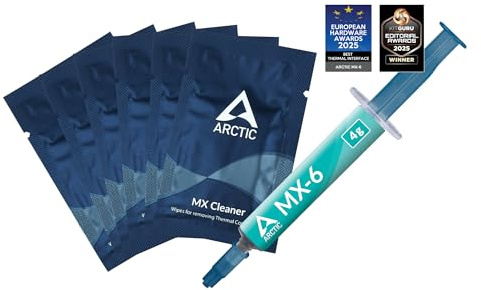 ARCTIC MX-6 (4 g, inkl. 6 MX Cleaner) - Ultimate Performance Wärmeleitpaste | Für CPU, Konsolen, Grafikkarten, Laptops, sehr hohe Wärmeleitfähigkeit, lange Haltbarkeit, nicht leitend, nicht kapazitiv