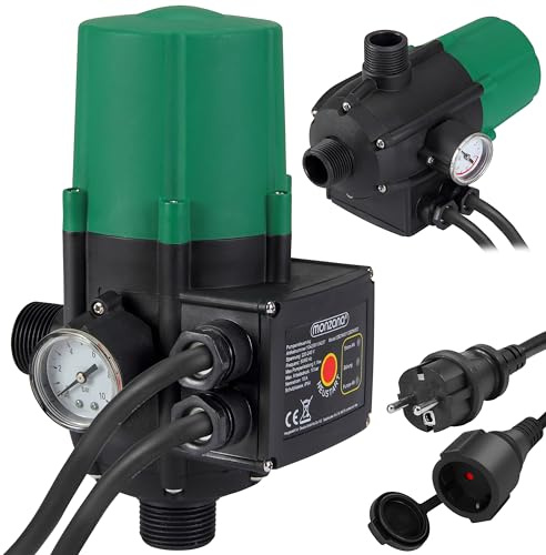 MONZANA® Pumpensteuerung Trockenlaufschutz 10 bar Druckschalter Hauswasserwerk Pumpendruckregler Pumpenschalter Druckwächter Baranzeige mit Kabel