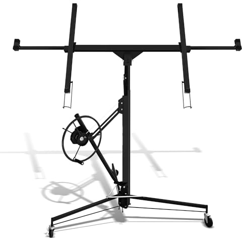 Ikodm Plattenheber klappbar XXL für Rigipsplatten, 132-335cm Arbeitshöhe höhenverstellbar, max Breite 294cm 68 kg Traglast, 3 Räder, schwarz