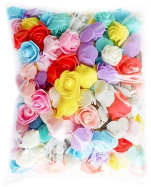 Foam Rose Flower Heads Mini Schaumrosen,200 Stücke Künstliche Blumen Mini Schaumrosen Gefälschte Blütenköpfe Bulk Künstliche Rosenköpfe Foamrosen Kunstblumen Rosenköpfe für Basteln Hochzeit Party
