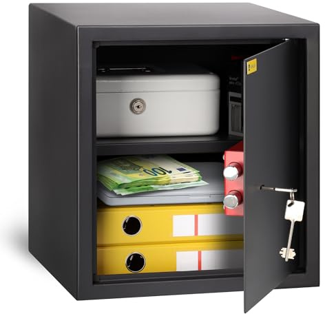 HomeSafe HV38K Möbeltresor mit Schlüssel, 38x35x35cm (HxBxT), Tresor für Zuhause, Safe Box mit Schloss, Geldsafe für Geld Aufbewahrung, Dokumentensafe fürs Büro
