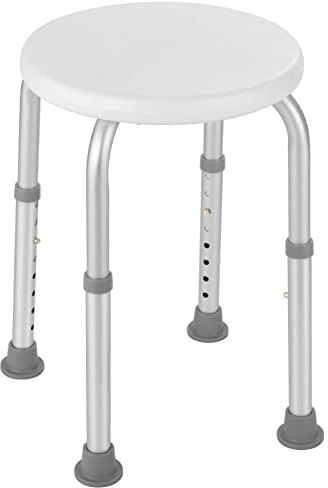 Duschhocker, Badhocker, Duschstuhl mit Rutschfesten Gummifüßen, Stabil, Leichter, 8-Fach Höhenverstellbar (36-54 cm), für ältere Senioren, Behinderte, Schwangere