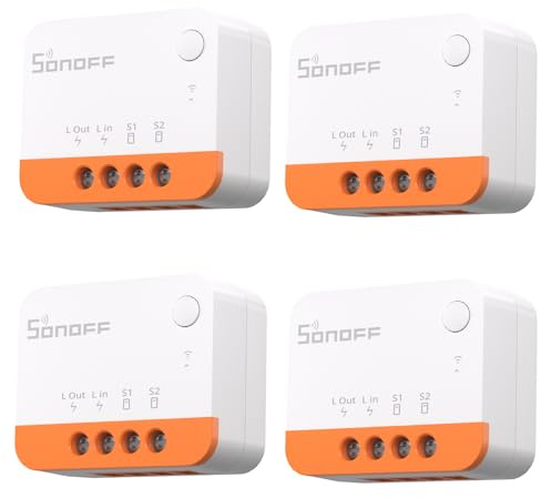 SONOFF ZBMINIL2 Zigbee Smart Schalter,4 Stück 2 Way Smart Switch(Kein Neutralleiter Erforderlich),Smart Lichtschalter Zigbee 3.0 Hub Erforderlich,Kompatibel mit Alexa,Google Home,Home Assistant.