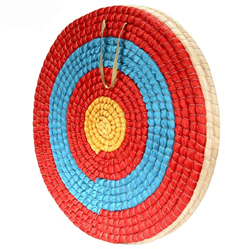 AUVIM Zielscheibe Bogenschießen Handgefertigtes Strohbogenziel für Recurvebogen Compoundbogen oder Langbogen 20Zoll Traditionelles Bogenpfeilziel für Kinder Jugend Erwachsene (Red 3 Layers)