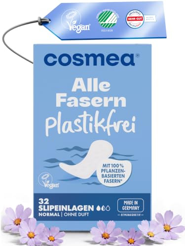 Cosmea Slipeinlagen Normal – Alle Fasern Plastikfrei - Vorteilspack 5 x 32 Stück – 100% pflanzenbasierte Fasern, atmungsaktiv, ohne Duft – Made in Germany