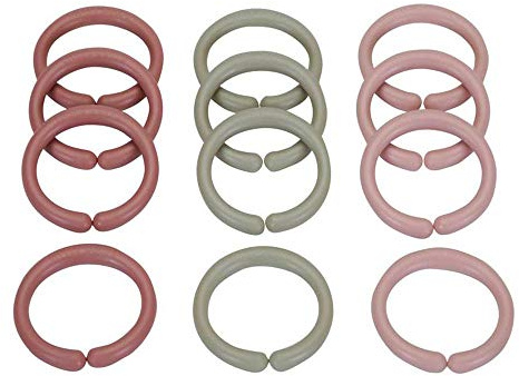 Little Dutch Spielzeugringe Set (12 Spielringe) Kinderwagenkette Kinderwagenanhänger Befestigungsringe - rosa