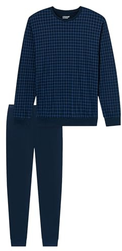 Uncover by Schiesser Langer Herren Pyjama (DE/NL/SE/PL, Numerisch, 56, Regular, Regular, Nachtblau)