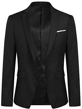 YOUTHUP Herren Sakko Slim Fit Freizeit Modern Anzugjacke für Hochzeit Party Business Abschluss Jackett, Schwarz, M