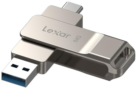 Lexar D40E 64 GB Dual USB 3.2 Gen 1 Type-C Jump Drive, USB-C Flash Drive, Metallgehäuse, Schwenkbares Design, Thumb Drive, Kompatibel Mit iPhone 17,Silberner Champagner