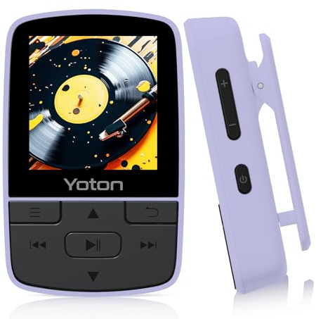 YOTON MP3-Player mit Bluetooth 5.2, HiFi-Klangqualität, FM-Radio, Sprachaufnahme, unabhängiger Lautstärkeregler, inkl. Kopfhörer, erweiterbar auf bis zu 128 GB SD-Karte, Lila (ohne SD-Karte)