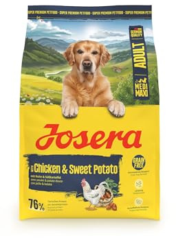 JOSERA Adult Huhn & Süßkartoffel (1 x 3 kg) | Premium Trockenfutter für ausgewachsene & sportliche Hunde mittlerer & großer Rassen | mit Erbse & ohne Kartoffel | getreidefrei | 1er Pack