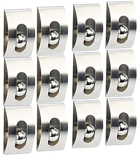 infactory Notizhalter: 12er-Set Edelstahl-Notiz-Halter Gravity Lock, selbstklebend (Zettelhalter, Memo-Kühlschrank-Clips, Ball)