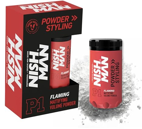 NISHMAN Haarstylingpuder P1 Flaming 20g – Mangoduft – Maximales Volumen und Textur – Flexibler Halt und Mattes Finish