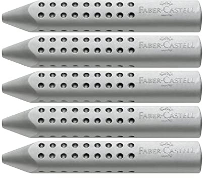 Faber-Castell 205008 - Dreieckradierer Grip 2001, grau, 5 Stück