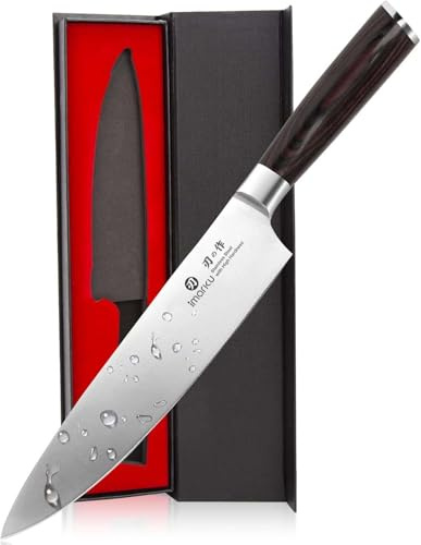 imarku Classic 20 cm Kochmesser – Profi Scharfes Japanisches Küchenmesser aus Edelstahl mit ergonomischem Pakka Holz Griff, ideal als Chef Messer für Küche und Gastronomie