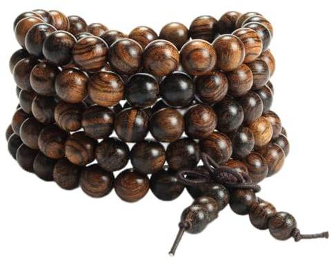 Epoch World Tibetisches Perlen Armband Holzarmband buddhistische Gebetskette 8mm Buddha armbänder Mala mit 108 Holzperlen Perlenarmband Kette Halskette Herren Damen