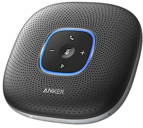 Anker, PowerConf, Konferenzlautsprecher, Mikrofon (Schwarz) | verbesserter Tonaufnahme, 24 St. Akku, USB-C Konnektivität, für Homeoffice