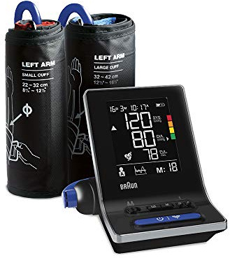 Intelligentes Braun ExactFit 5 Connect Oberarm-Blutdruckmessgerät | Braun Healthy Heart App | Farbcodierte Anzeige | 2 Manschettengrößen | Für zu Hause | BUA6350