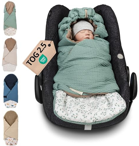 ULLENBOOM Einschlagdecke Babyschale – Ideal für Herbst und Winter, Oeko-TEX Materialien, Made in EU – Babydecke für Kindersitz, Kinderwagen & Buggy, 0-9 Monate (2,5 TOG)