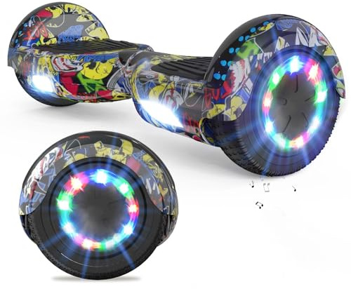 VOUUK Hoberboard 6,5-Zoll-Hoverboard mit Zwei Rädern, Mit Bluetooth-Lautsprecher, Mit LED-Lichtern Geeignet für Kinder und Erwachsene