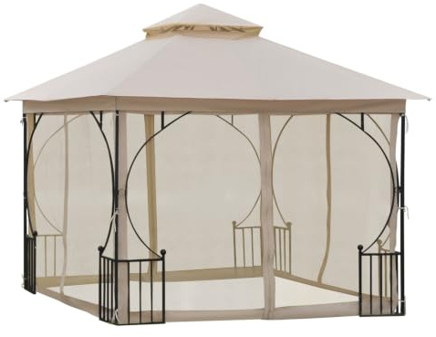 Outsunny Pavillon Gartenpavillon Partyzelt Gartenzelt Doppeldach 3x3m | Festzelt