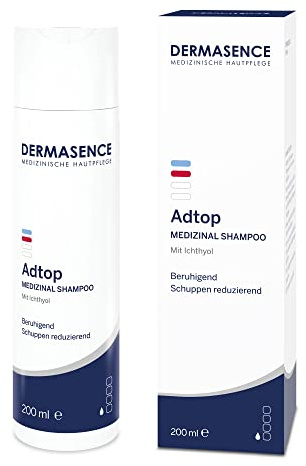 DERMASENCE Adtop Medizinal Shampoo, 200 ml | Anti-Schuppen-Shampoo für trockene Kopfhaut, mit Ichthyol und Piroctone Olamine, feuchtigkeitserhaltend, täglich anwendbar