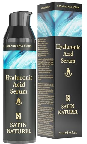 Satin Naturel Hyaluron Serum für Männer 75 ml – Feuchtigkeitsspendendes Gesichtsserum mit Bio Aloe Vera & Hyaluronsäure – Anti-Aging Serum gegen Trockenheit – Natürliche Gesichtspflege für Männer