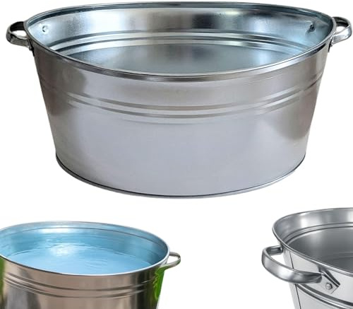 Storm's Gartenzaubereien Zinkwanne oval groß - wasserdicht oval 40 Liter mit stabilen Griffen zum Bepflanzen und als Miniteich