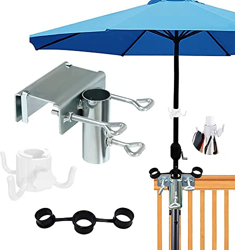 TUIBEIDAMAI Sonnenschirmhalter Balkongeländer Einstellbar,Platzsparende Sonnenschirm Halterung Balkon Ø25-38mm,Schirmhalterung Balkongeländer,Sonnenschirmständer,Geeignet für maximale Breite 5cm