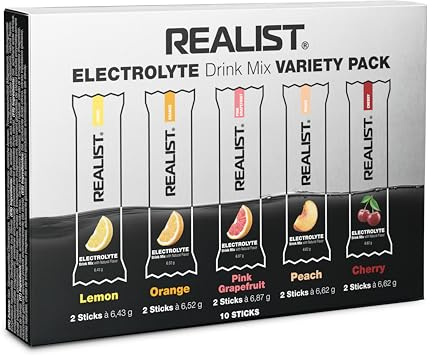 REALIST® Elektrolyte Ohne Zucker [PROBIERPAKET] Electrolytes Sugar Free - Elektrolyt Pulver Sport & KETO mit 1000 mg Natrium, 330 mg Kalium & 60 mg Magnesium - Made In Austria (5 Sorten je 2 Sticks)