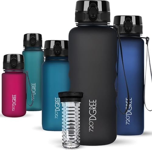 720°DGREE Trinkflasche mit Fruchteinsatz ”uberBottle” – BPA-Frei, Leicht | Premium Tritan Sportflasche - 5 Größen, viele Farben - Wasserflasche für Sport, Kinder, Schule, Fahrrad, Büro, Uni, Outdoor