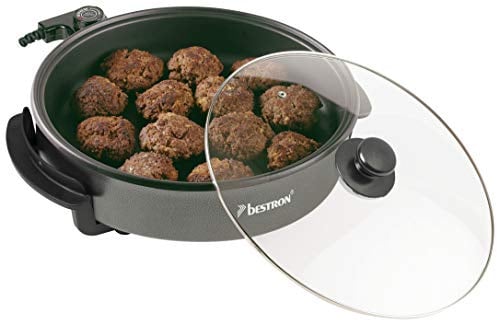 Bestron Elektrische Partypfanne, XL-Multifunktionspfanne Ø32cm mit Glasdeckel, Antihaftbeschichtet, 1.500 Watt, AHP1500Z, Farbe: Schwarz
