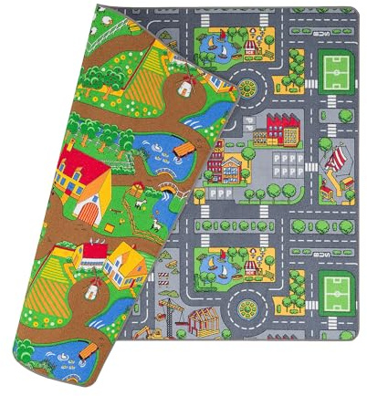 Pergamon Straßenteppich Beidseitig Kinder Spielteppiche für Kinderzimmer und Spielzimmer