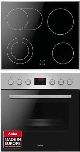 Amica ACHE 9335 E Herd-Set mit Umluft / Backofen mit Kochfeld und Edelstahlrahmen / Timer / Wasserdampf Reinigung