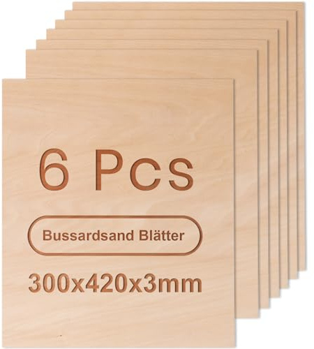 ROWOOD Sperrholzplatte 3mm a3 420x300mm 6Stück Linde holzplatte Zuschnitt Nach Maß Unbehandeltes Bastelhölzer Holz für Modellbau Laserschnit Laser Gravur Holz Brennen Malerei CNC