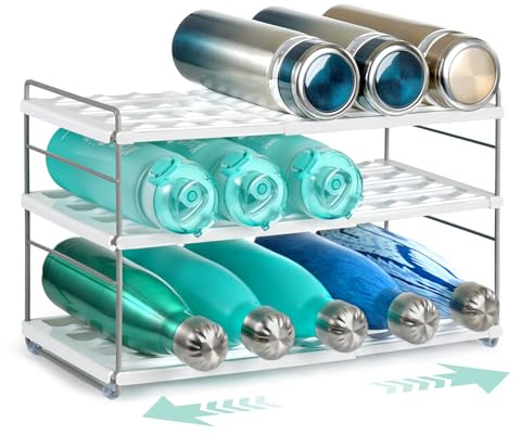 JUPELI Flaschen Organizer verstellbar – Flaschenhalter & Flaschenregal für Wasserflaschen, Thermosflaschen –Weinregale, Flaschenaufbewahrung für Kühlschrank, Küche & Schrank