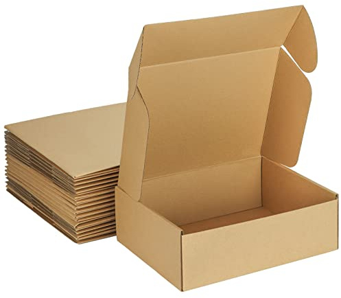 HORLIMER 20 Stück Versandkarton Klein Karton Box, 30,5x22,9x10,2 cm Verpackungskartons aus Wellpappe für Warensendung, Geschenkbox, Faltkarton, Postkarton(Braun)