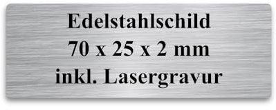 WIENS3D Klingelschild Edelstahl mit Gravur | Namensschild - Türschild - Gartenschild personalisiert für Briefkasten | Büroschild - Grabschild - Bankschild - Stallbox - Hundehütte | (70x25x2 mm)