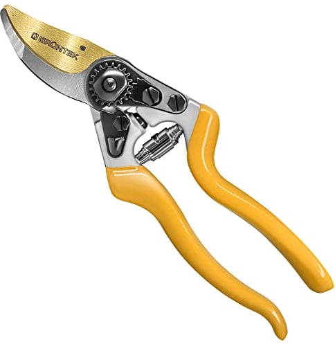 GRÜNTEK Premium Gartenschere Z-25, Geschmiedet, TITAN beschichtete SK5 Präzisionsklinge, Baumschere Rebschere Ergonomisch 215 mm, Bypass Rosenschere Antihaftbeschichtet, Zufriedenheitsgarantie