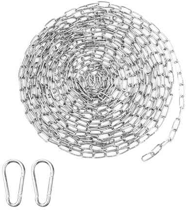 Edelstahlkette Meterware 1.5 mm, 6m Edelstahl Kette Mit Karabiner Stahlkette, Metall Kette Zum Aufhängen, Gliederkette Edelstahl Für Hundekette Ankerkette Wäschekette Schwenkkette (1.5mm, 6m)