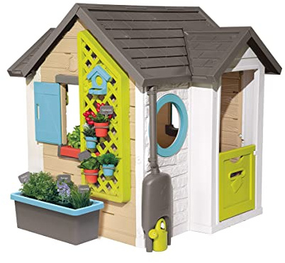 Smoby - Gartenhaus - Spielhaus für drinnen und draußen, mit kleiner Eingangstür und Fenstern, viel Zubehör zum Gärtnern, für Jungen und Mädchen ab 2 Jahren