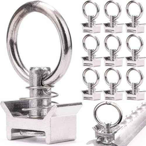 XFLYP 10 Stück Single Endbeschlag, Airlineschiene Fitting Ring mit 1000kg Tragfähigkeit für Airlineschienen Fitting Zurrschienen Endbeschlag, Bolzenbefestigung Schienenbefestigungssystem
