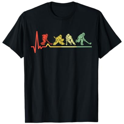 Herzschlag Eishockey Eishockeyspieler Retro Heartbeat EKG T-Shirt