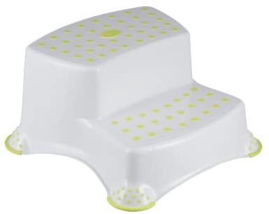 Bebeconfort Doppeltritthocker, zweistufiger Tritthocker, Leicht zu Reinigen, ab 18 Monaten, Weiß/Limette, White/Lime
