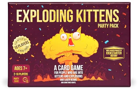 Exploding Kittens Party Pack, 2-10 Players, Ages 7+ Card Game | More players, more cards, more chaos! Quick-to-learn card game plays up to 10 and is great for parties or family game night
