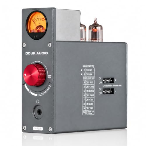 Douk Audio Röhren-Phono-Vorverstärker: HiFi MM/MC Plattenspieler-Vorverstärker | Kopfhörerverstärker mit AUX-Eingang | VU-Meter für Plattenspieler, Vinyl-Systeme und Audiophile (T4 Plus)