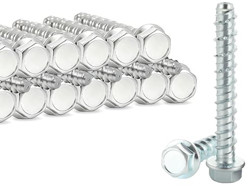 ORTAVA 20 Stück Betonschrauben M8 x 60 mm ohne Dübel, Sechskantkopf Schraubanker verzinkt mit Scheibe, Mauerschrauben für Beton, Mauerwerk, Stein & Ziegel
