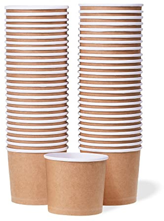 Papp-Eisbecher – 50 Stück 325 ml Einweg-Dessertschalen für heiße oder kalte Speisen, Partybecher für Eis, Frozen Yogurt, Suppe, Braun