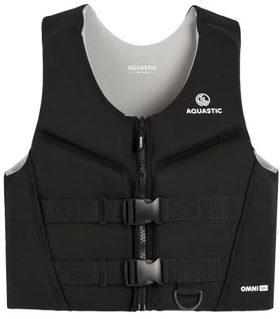 AQUASTIC Omni Schwimmweste Neopren – EN ISO 12402-5, 50N, Auftrieb, SUP Kajak Boot, Kinder & Erwachsene, Komfort Schnitt, Frontreißverschluss, D-Ring, Verstellbare Gurte, viele Größen